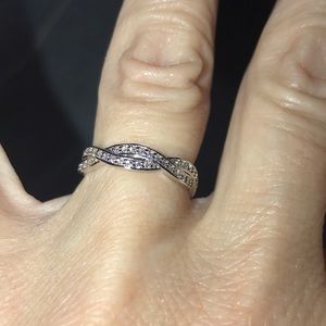 Diamond and Sterling Silver Size 7 Ring